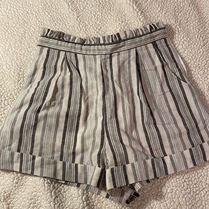 Striped high waisted shorts